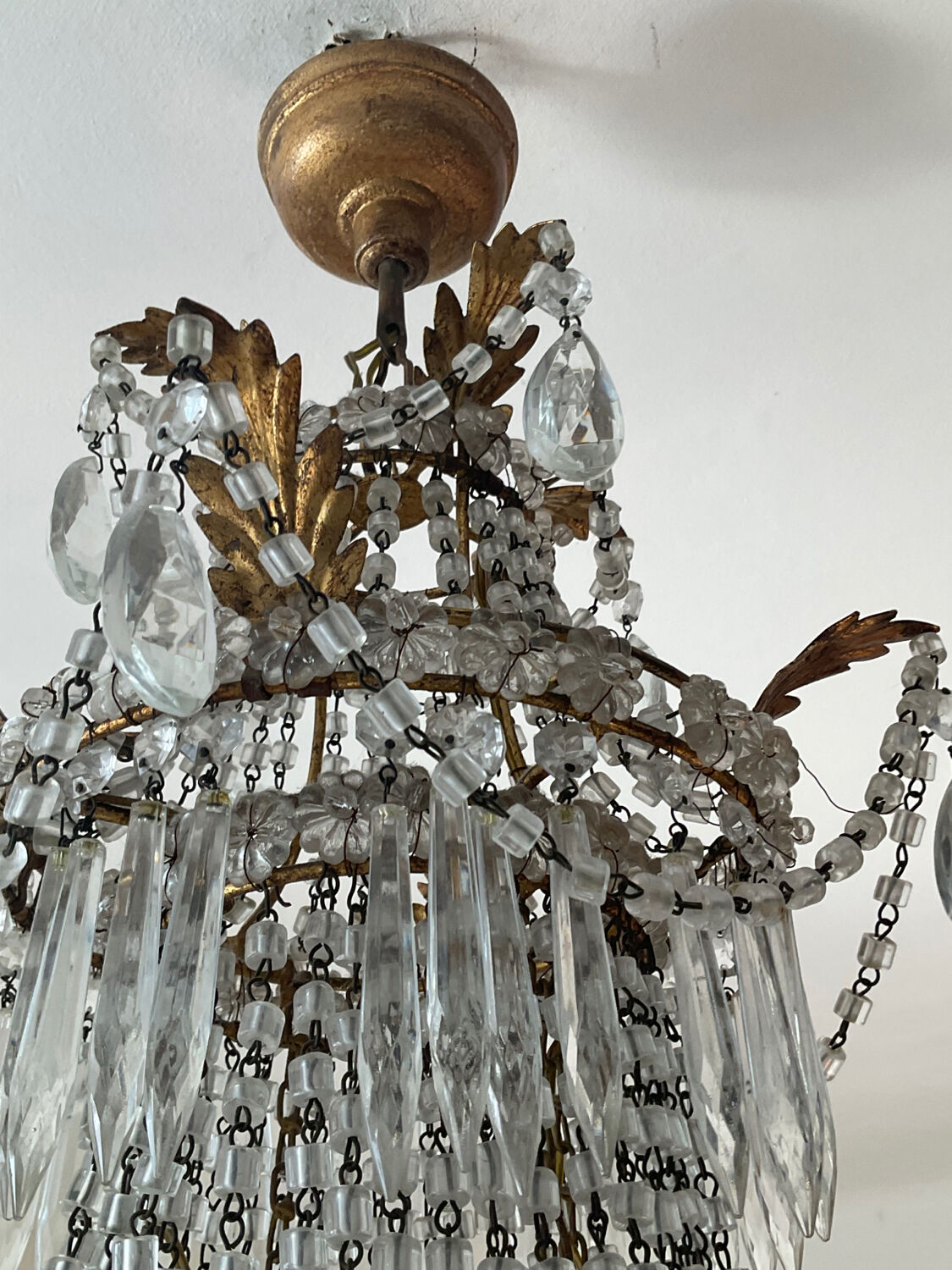 Large Montgolfière chandelier with crystal drops