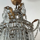 Large Montgolfière chandelier with crystal drops