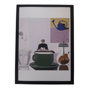 Eating Book in Café, - contemporain