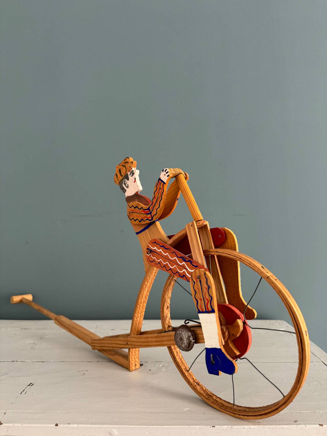 Old painted wooden push toy, circa 1930