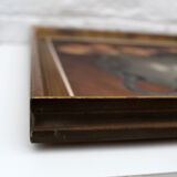 Vintage oil painting on canvas and gold gilded wood frame, still life