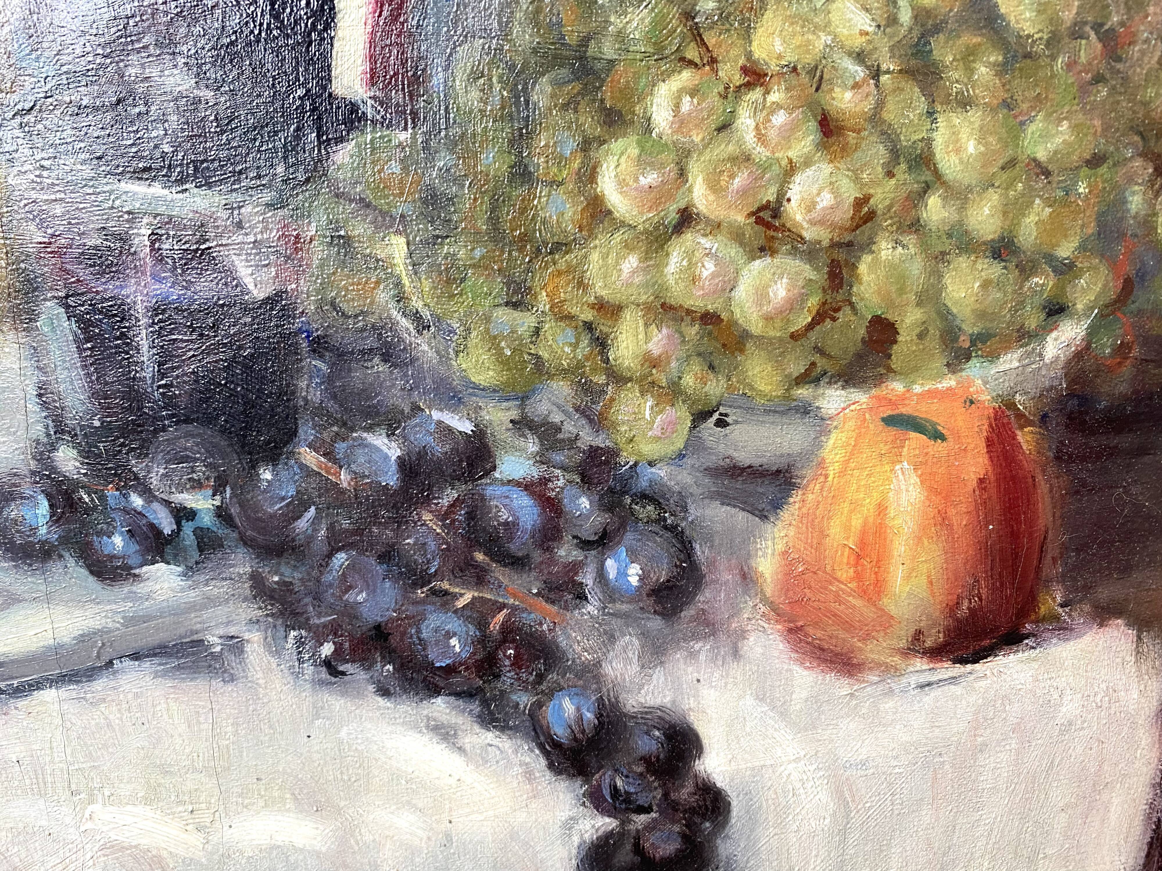 Nature morte à l’huile sur toile signée 1950 vintage