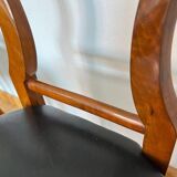 Biedermeier Shovel Chair in Walnut Veneer & Black Leather, Austria, 1820s