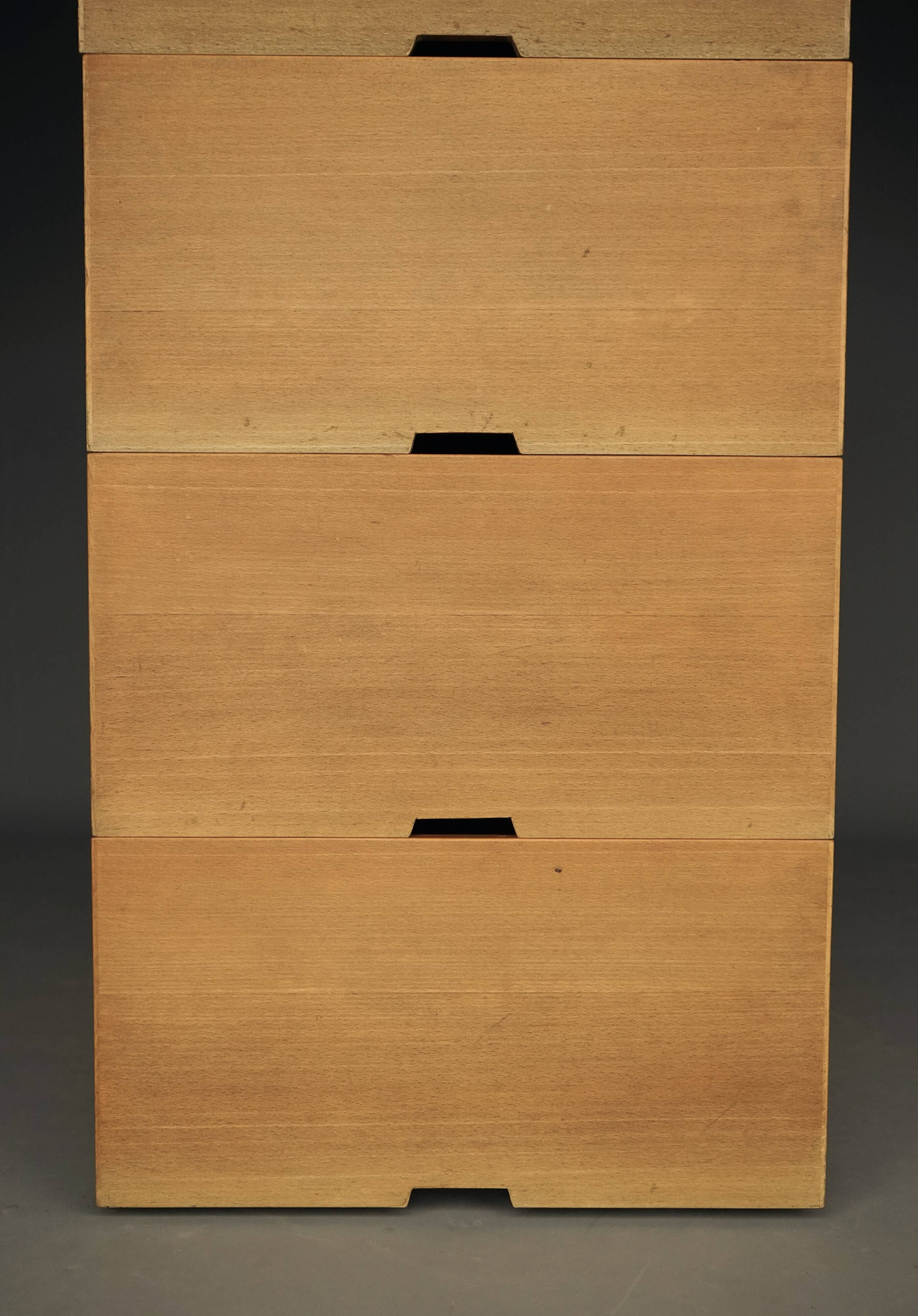 Storage Boxes in beech wood by Wim den Boon, 1967. Set of 4