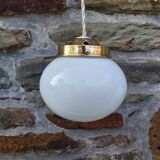 Set of 3 hanging lamps in opaline, Art Deco