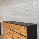 Ancien meuble de métier en bois 12 tiroirs