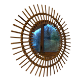 Vintage rattan sun mirror 60s