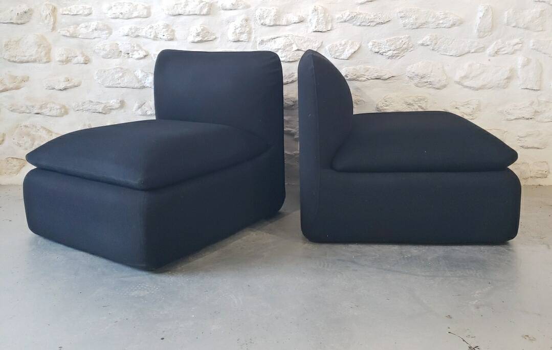 Pair of vintage black armchairs