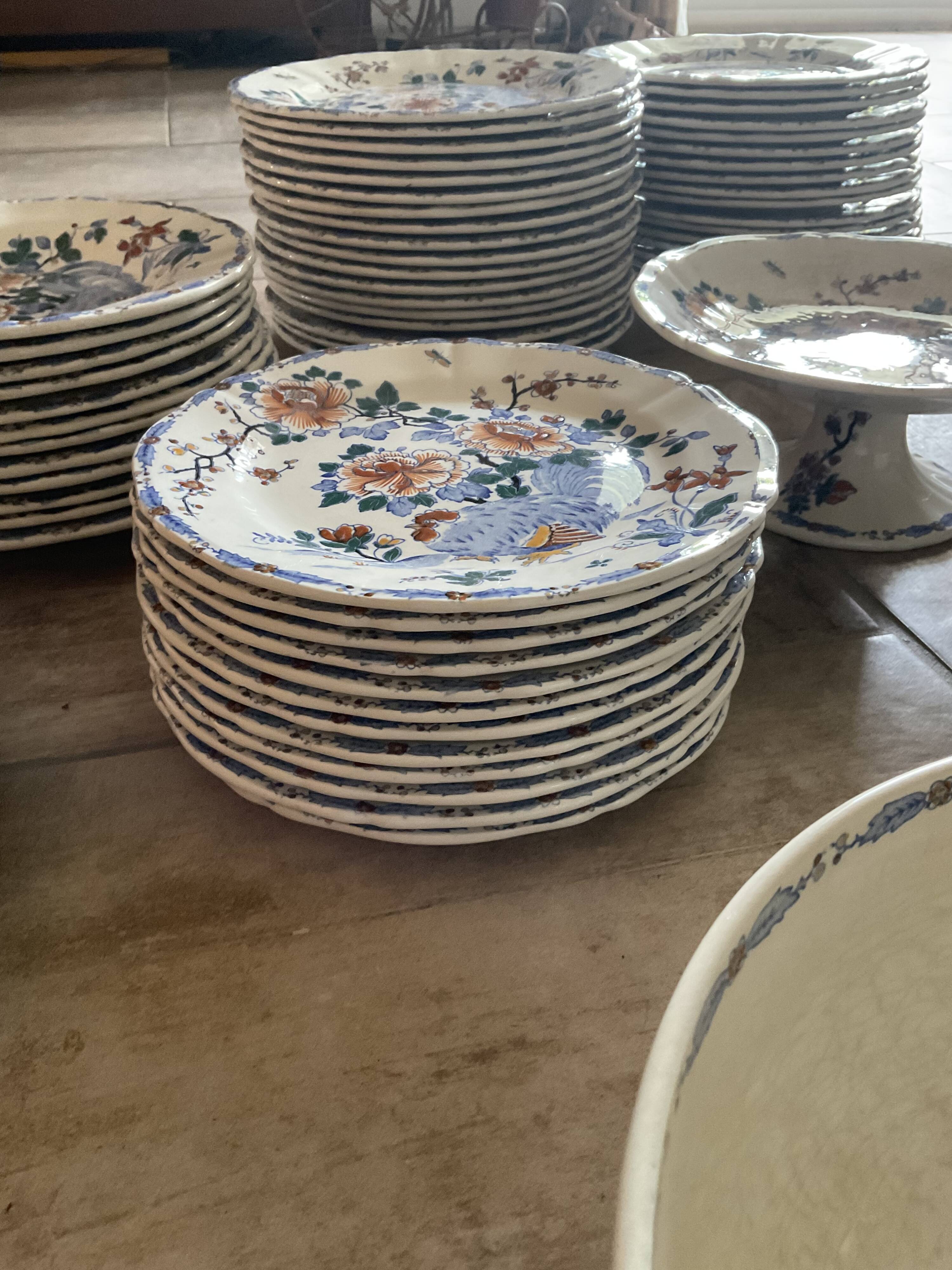 Table service gien au coq, 68 pieces