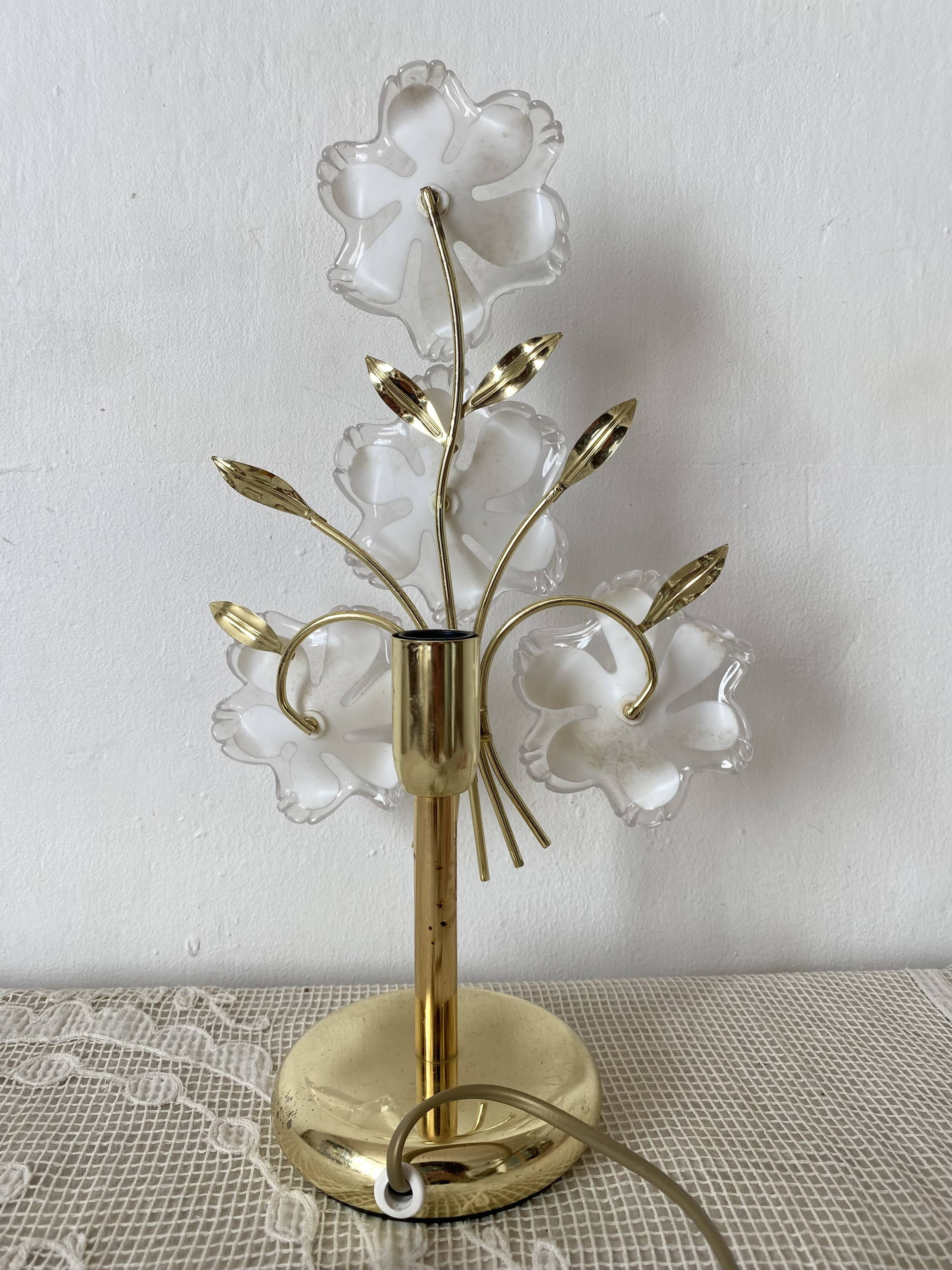 Murano glass flower lamp, Italy 1970-80