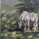 Painting of a horse on vintage old canvas