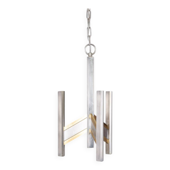 Lustre vintage années 70 en métal chromé design sciolari