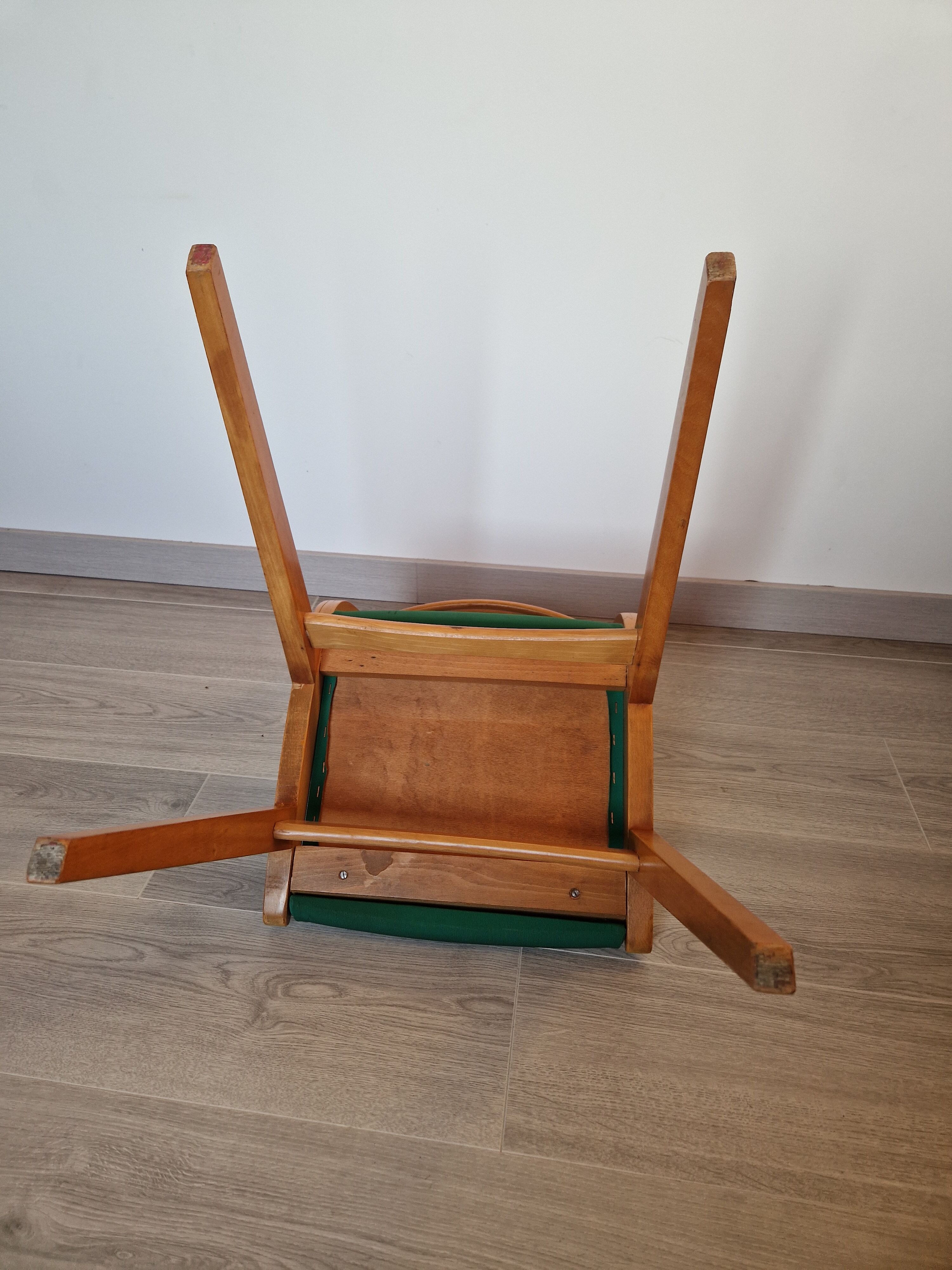 Scandinavian chair vintage beech and green vinyl
