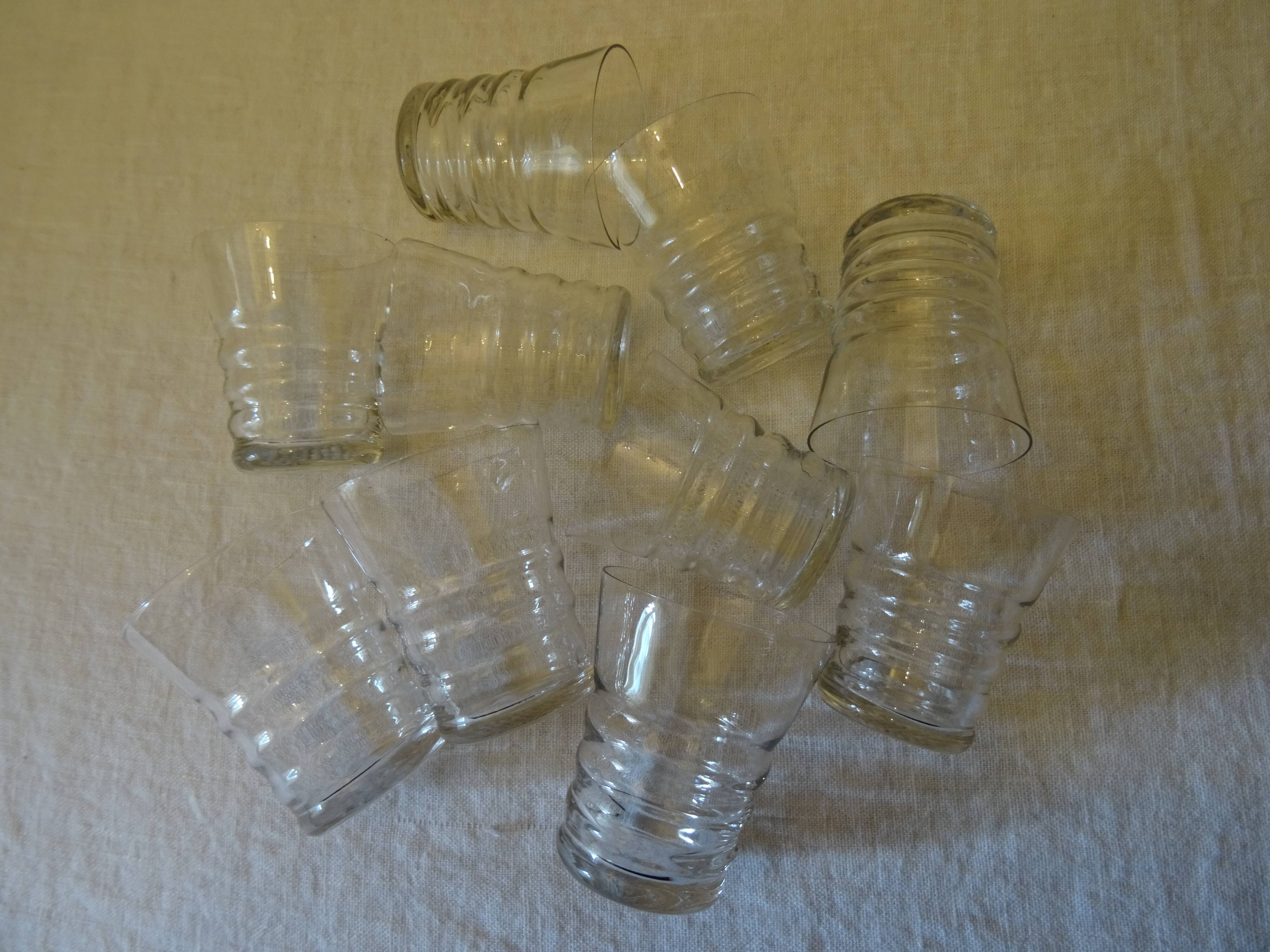 Set of 11 glasses decorated with "beading" decoration