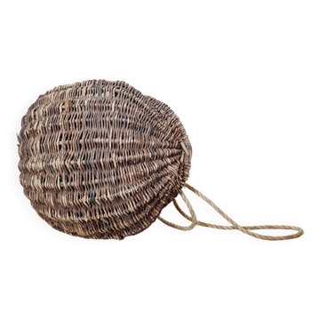 Panier Pêcheur Vintage en Osier Tressé & Corde