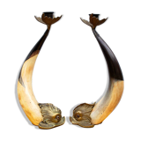 Portacandele a forma di pesce di Hauy Pouigo, Firenze, Italia, anni '70, set of 2