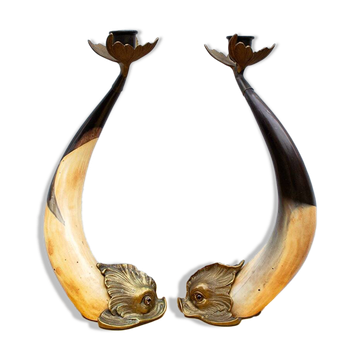Portacandele a forma di pesce di Hauy Pouigo, Firenze, Italia, anni '70, set di 2