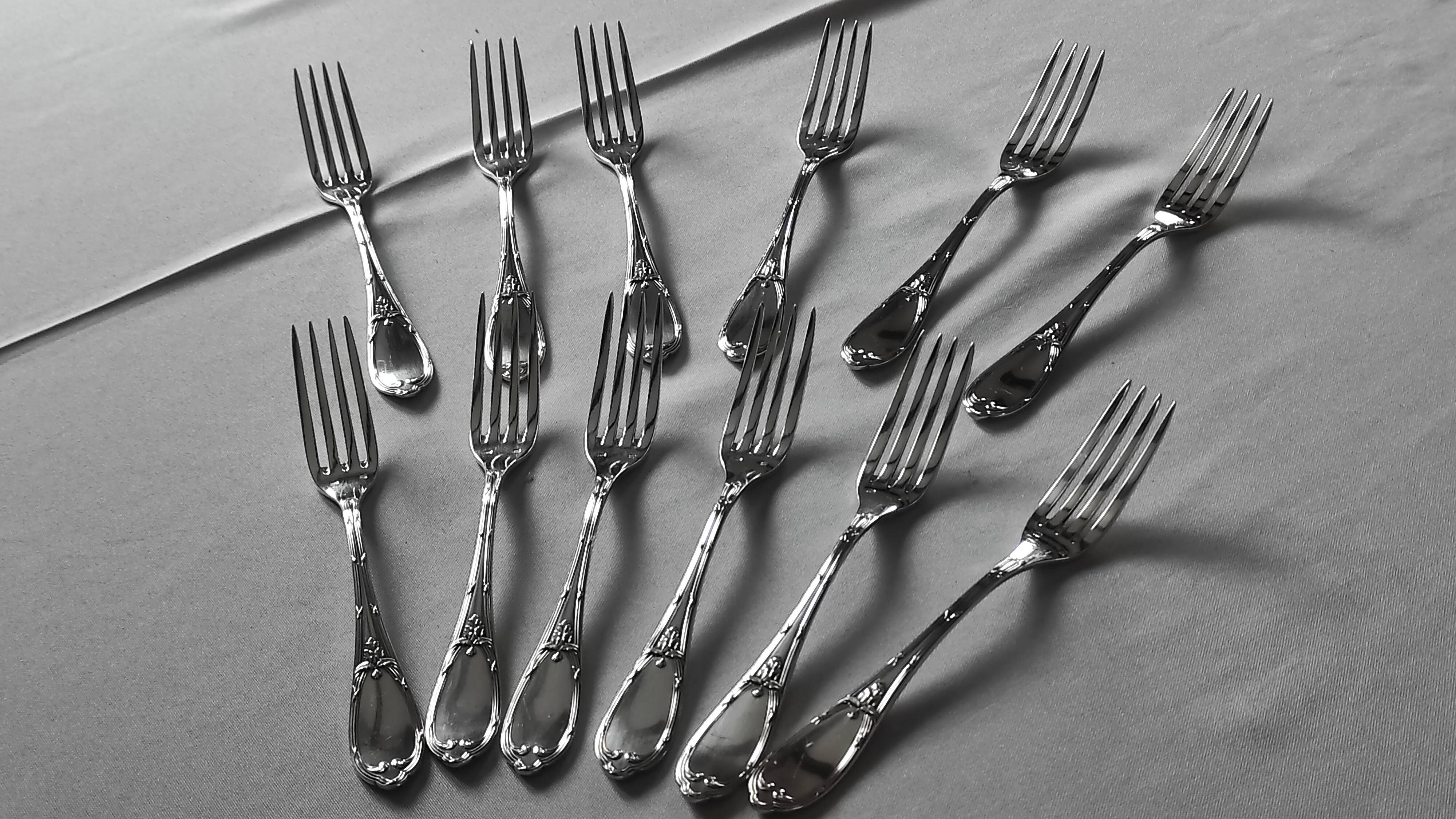 12 silver-plated dessert forks by Félix Frères
