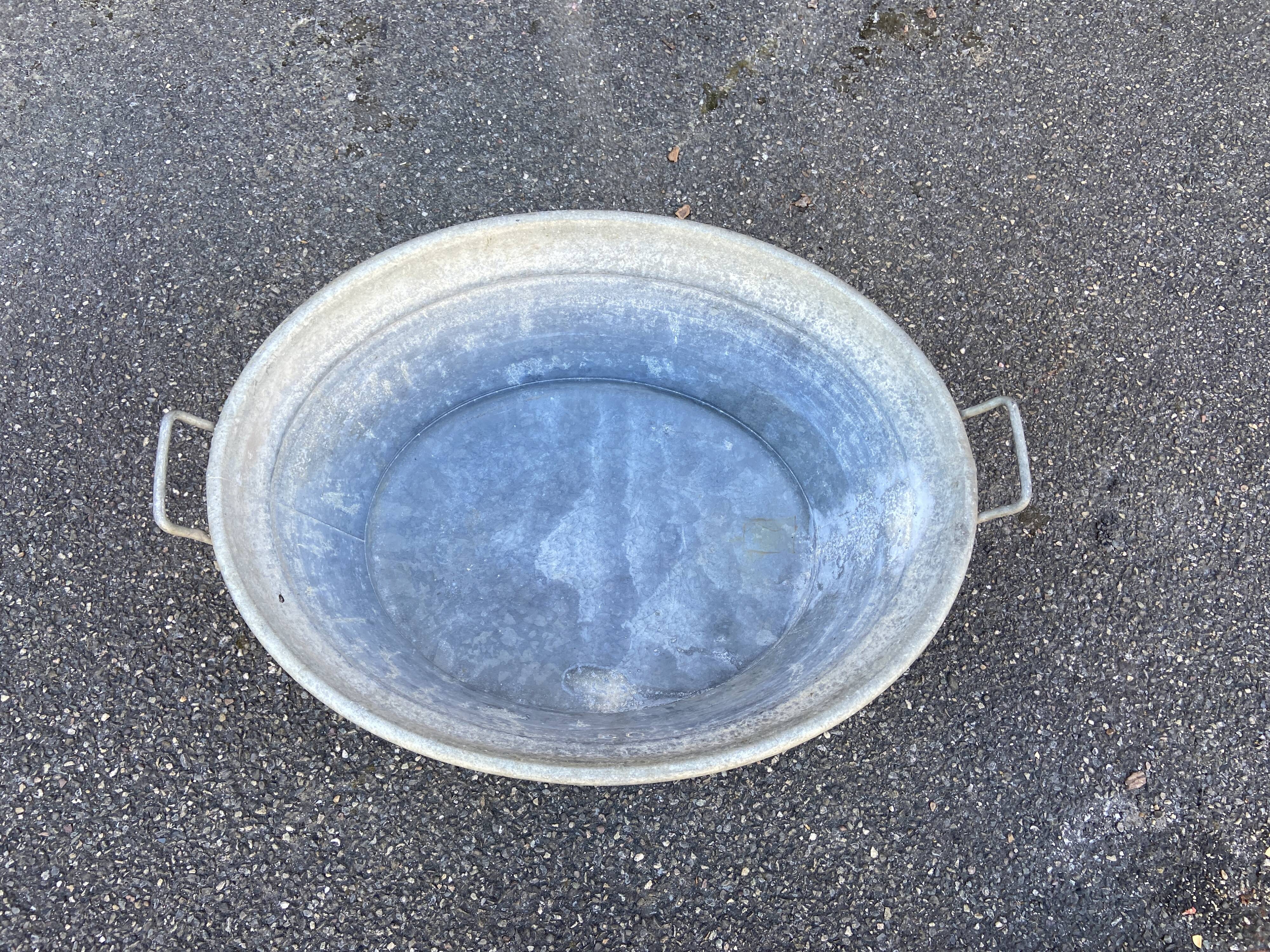 Vintage galvanized zinc basin