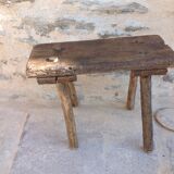 Brutalist milking stool in solid wood