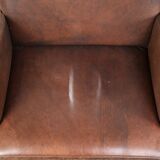Set of 2 dining chairs / side chairs with armrests made of cowhide leather