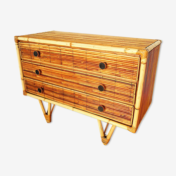 Bamboo rattan chest of drawers
