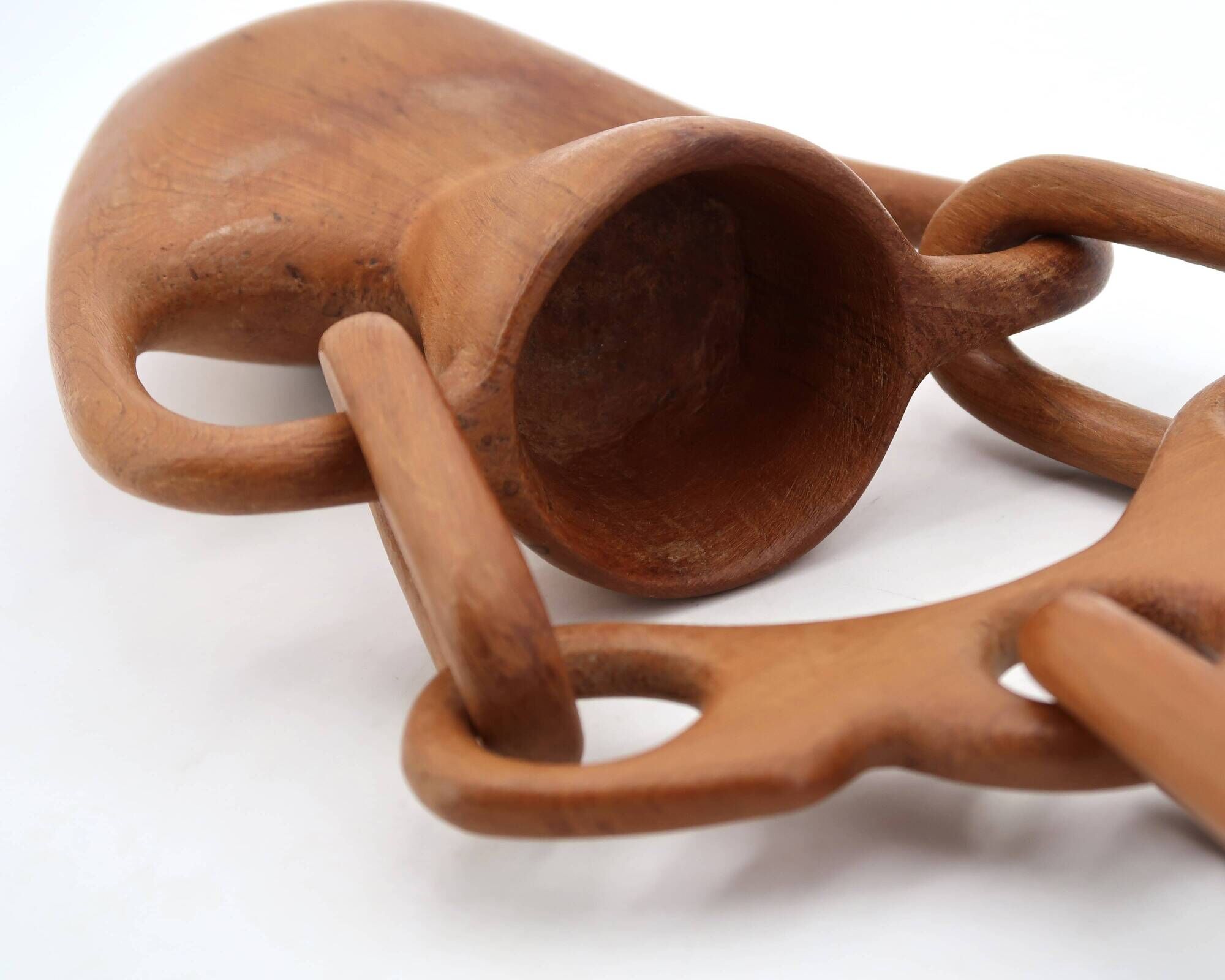 Hanging wooden amphora vase, 70s bohemian decor.