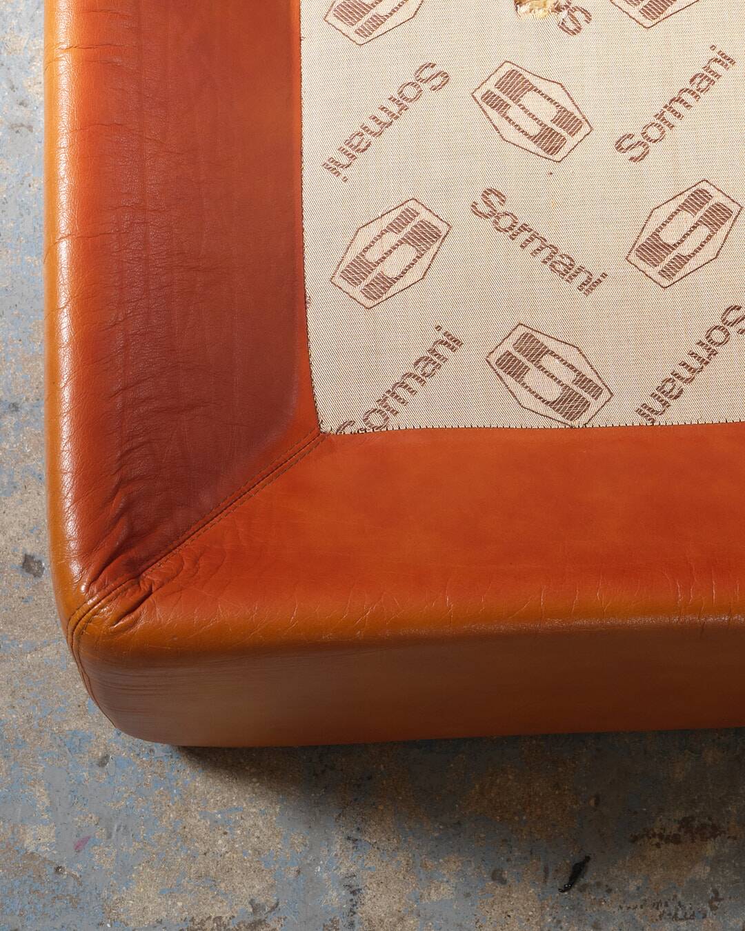Paione modular sofa in brown leather, Claudio Salocchi, 1960s