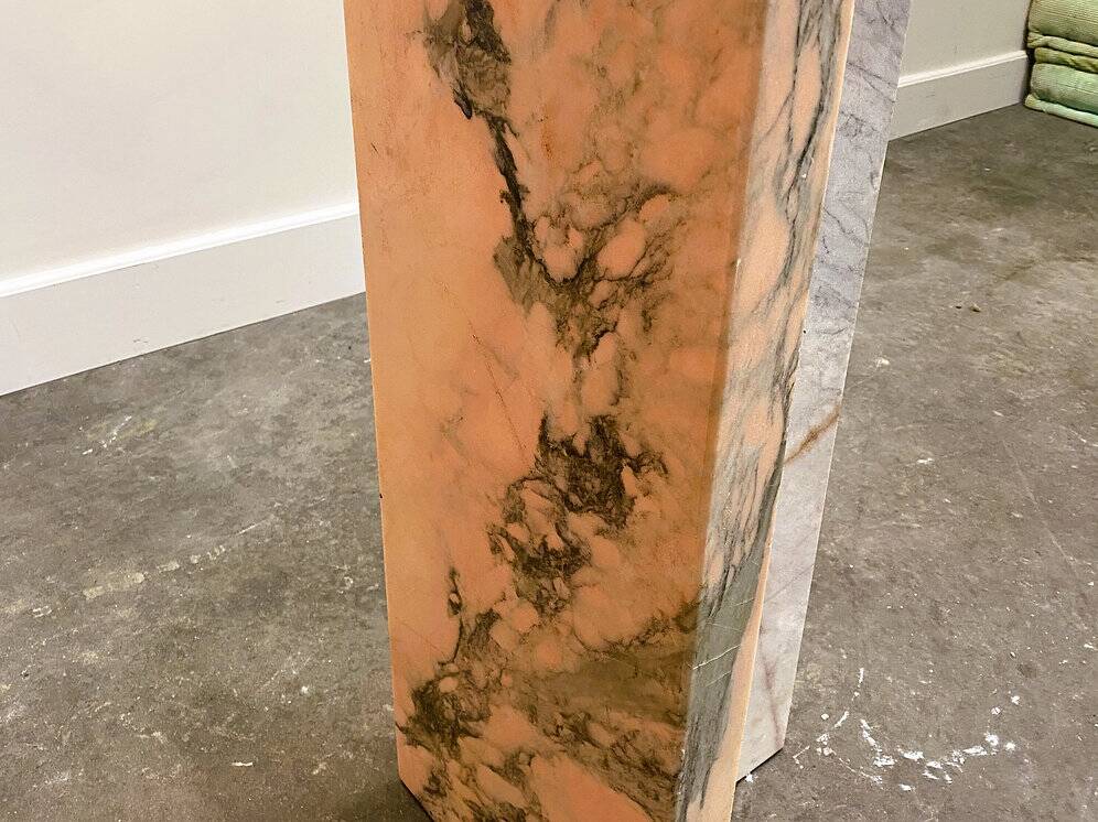 Blush pink octagonal Italian marble dining table 1970s - Italian stone dining table