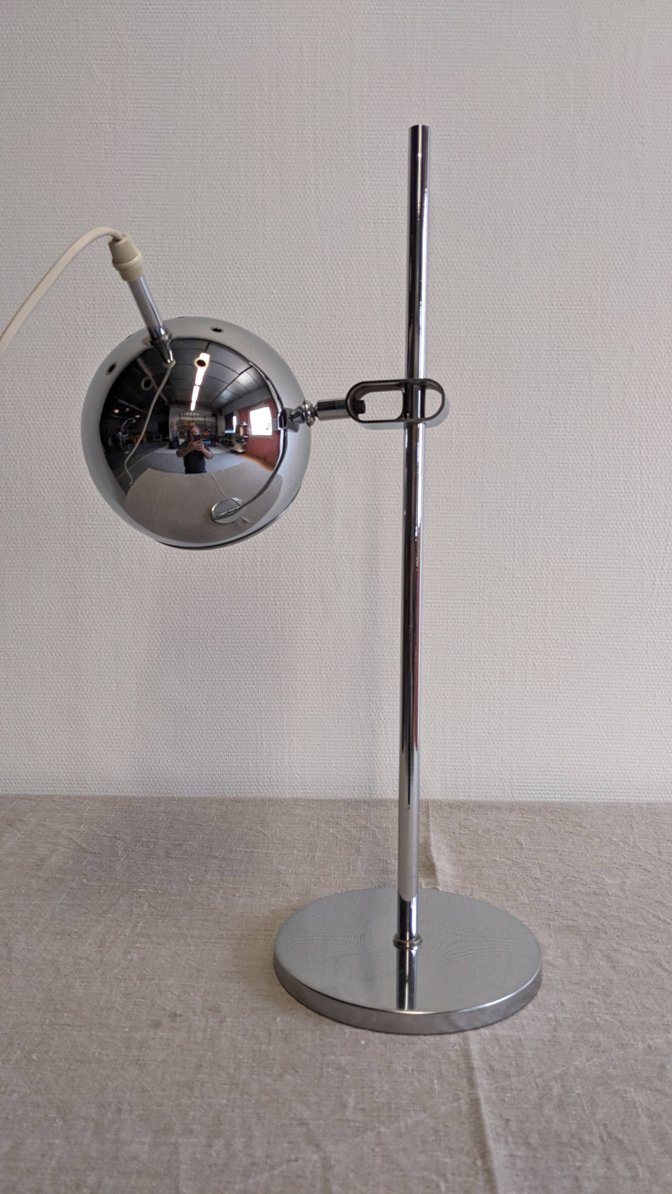 Chrome eye ball lamp, space age, Germany circa 1970.