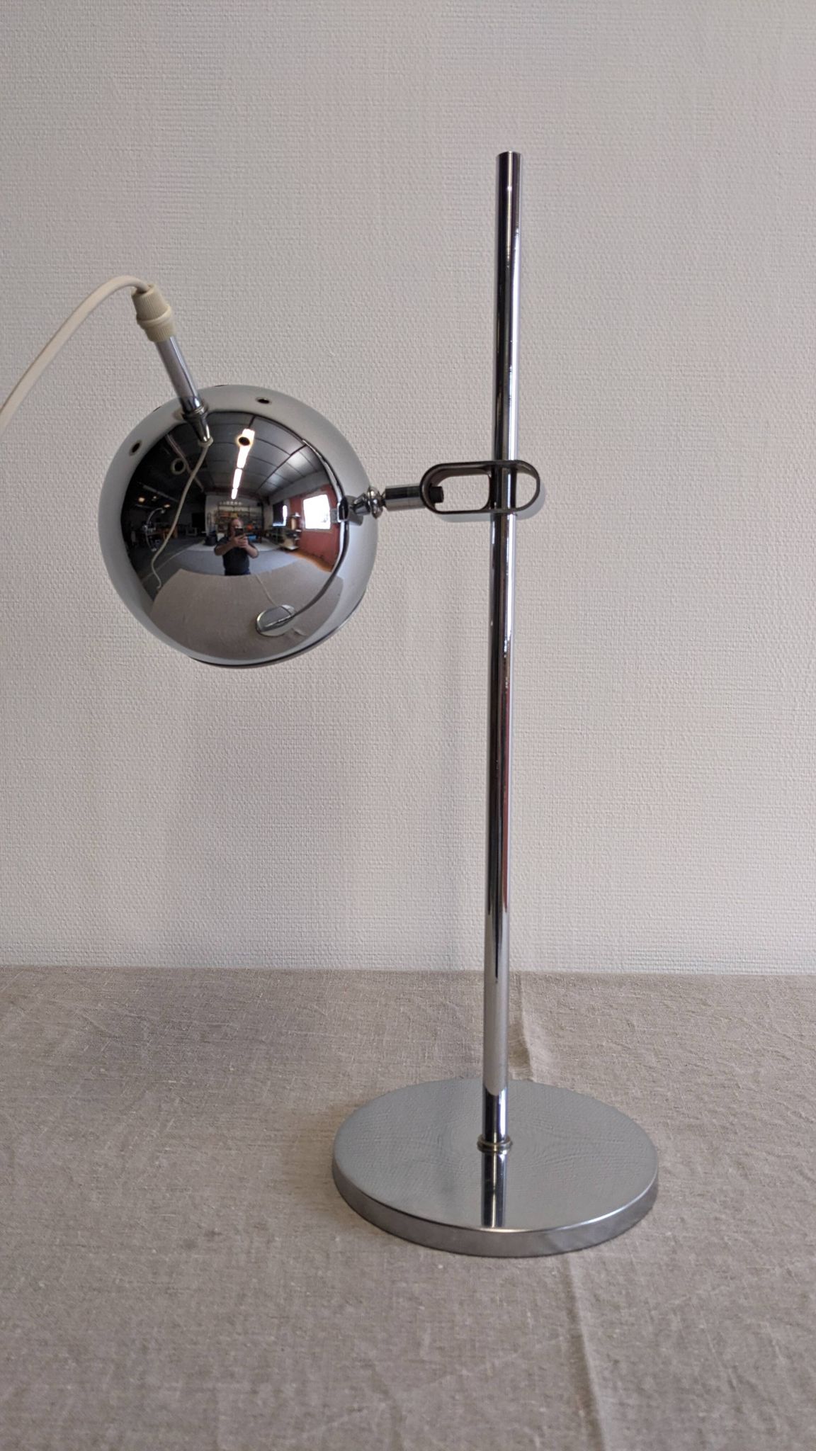 Chrome eye ball lamp, space age, Germany circa 1970.
