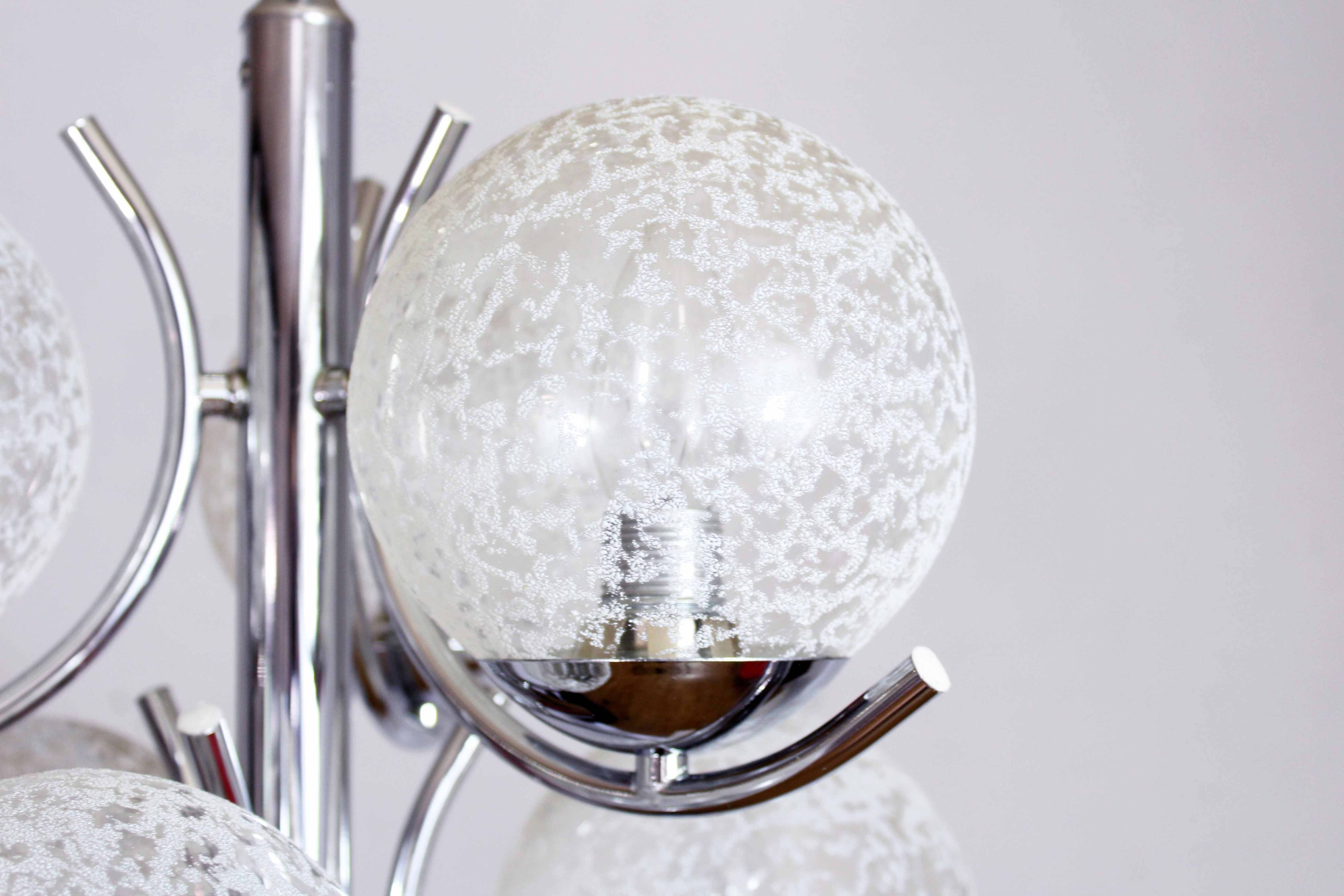 Chandelier in glass and chrome metal 1970