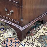 1950s English mahogany chest of drawers with one shelf