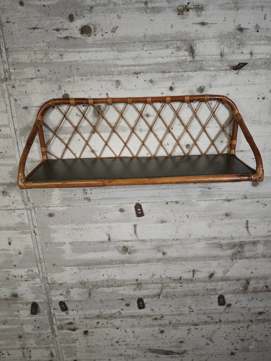 Vintage rattan wall shelf