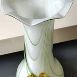 Large Venetian Vase in blown Art glass/Murano. Embossed amber-colored floral pattern. High 35 cm