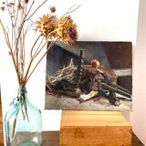 Oil on canvas still life 60s vintage