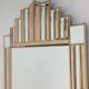 Art Deco style peach & clear bevelled mirror with brass frame, 1980s