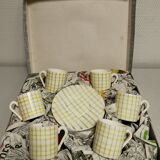 Service of 6 coffee cups and cassocks. faience of salins france . vintage ceramic 50s 60s