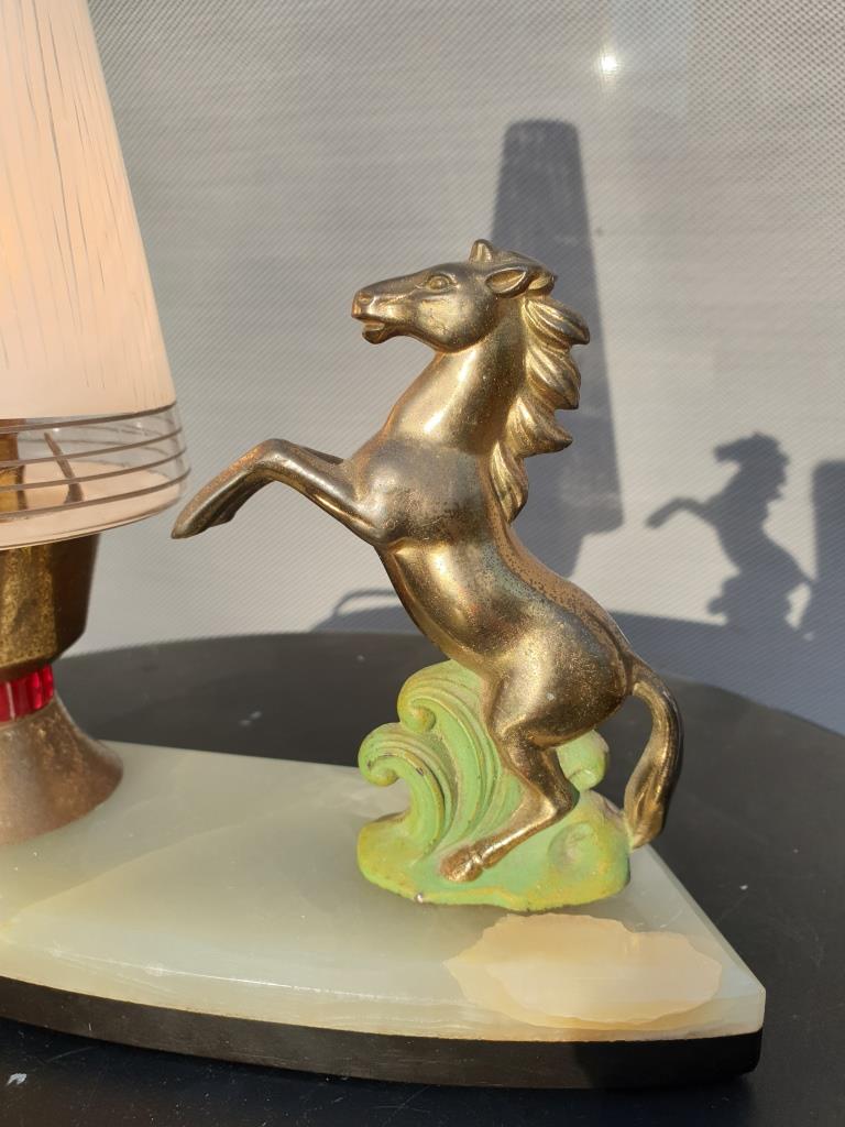 Art deco horse pitched bedside lamp 1930
