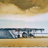 Michèle Battut (1946) - Art print - signed - 37 x 58 cm - boat on the beach