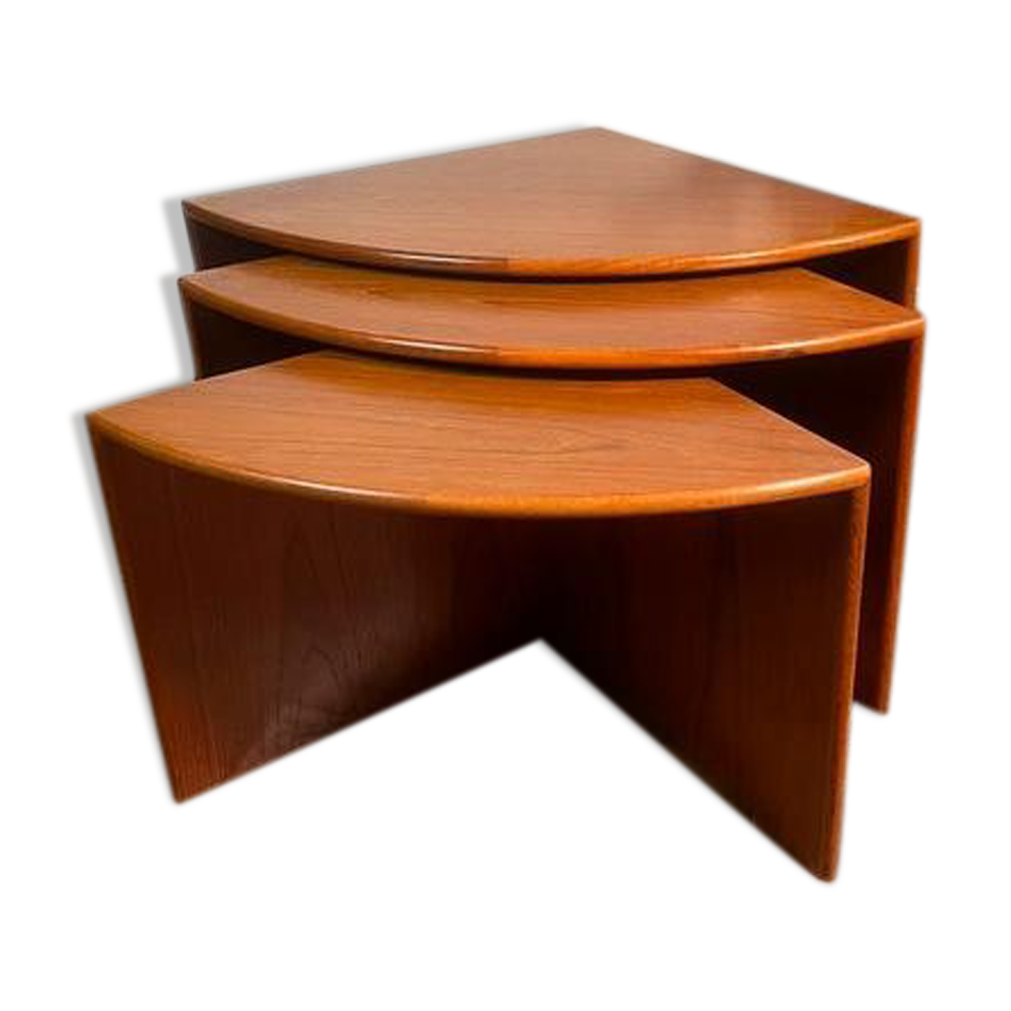 Set of 3 MCM nesting side tables in Danish teak