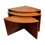 Set of 3 MCM nesting side tables in Danish teak
