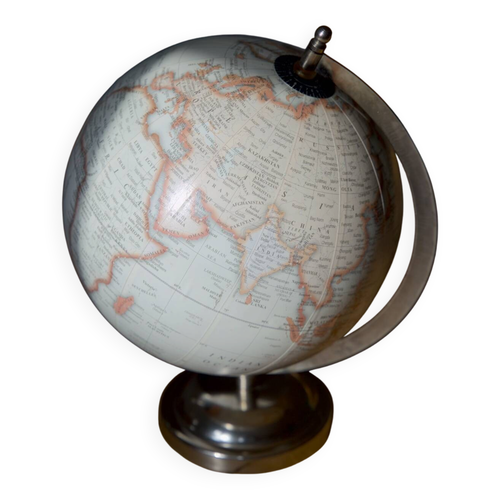 Vintage terrestrial globe on a metal stand