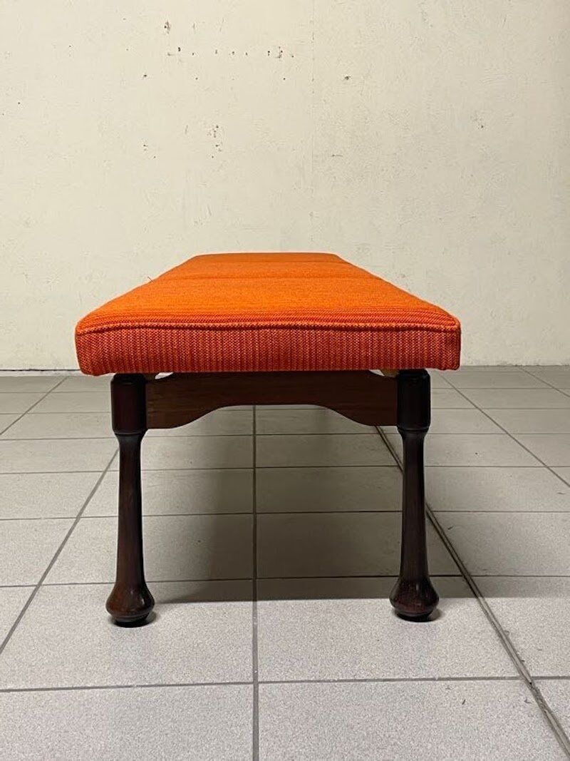 Colourful wooden bench with fabric, 1960s