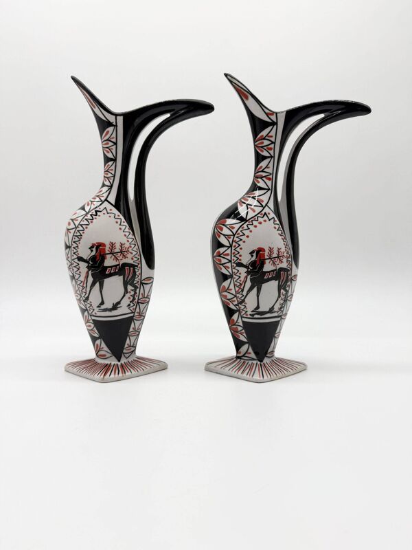 Paire de vases « zoomorphes » – céramique, Italy, 1960s
