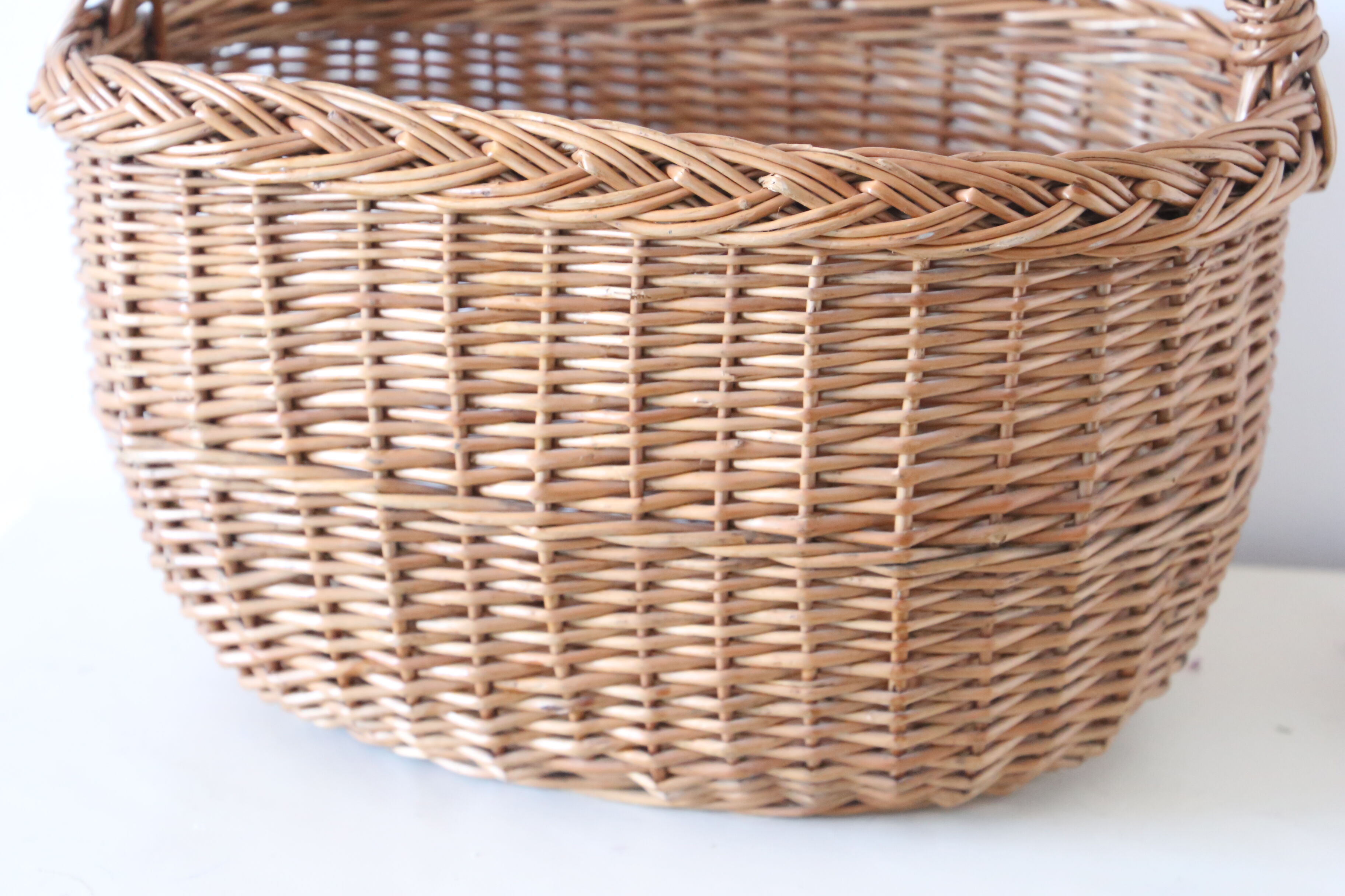 Wicker basket with a handle, vintage, French