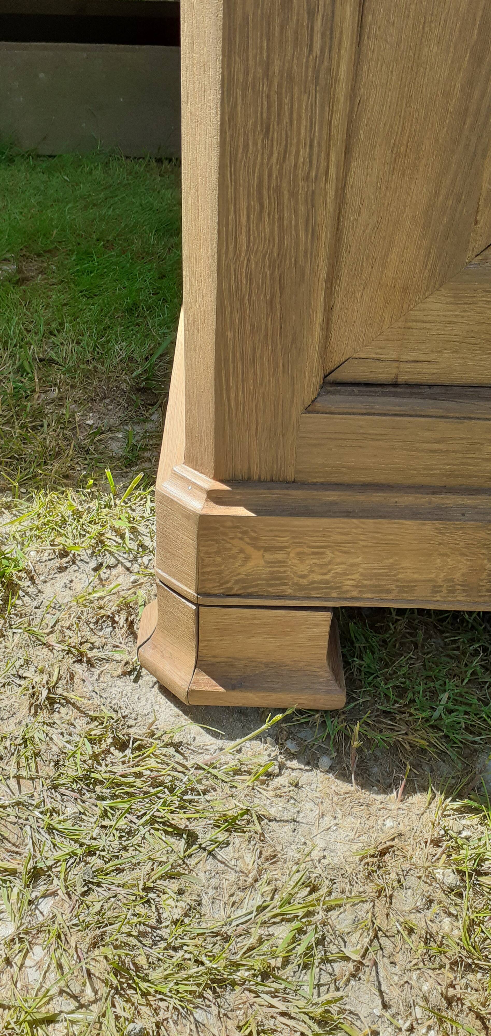 Antique Louis Philippe wardrobe with 2 doors, solid oak, raw wood