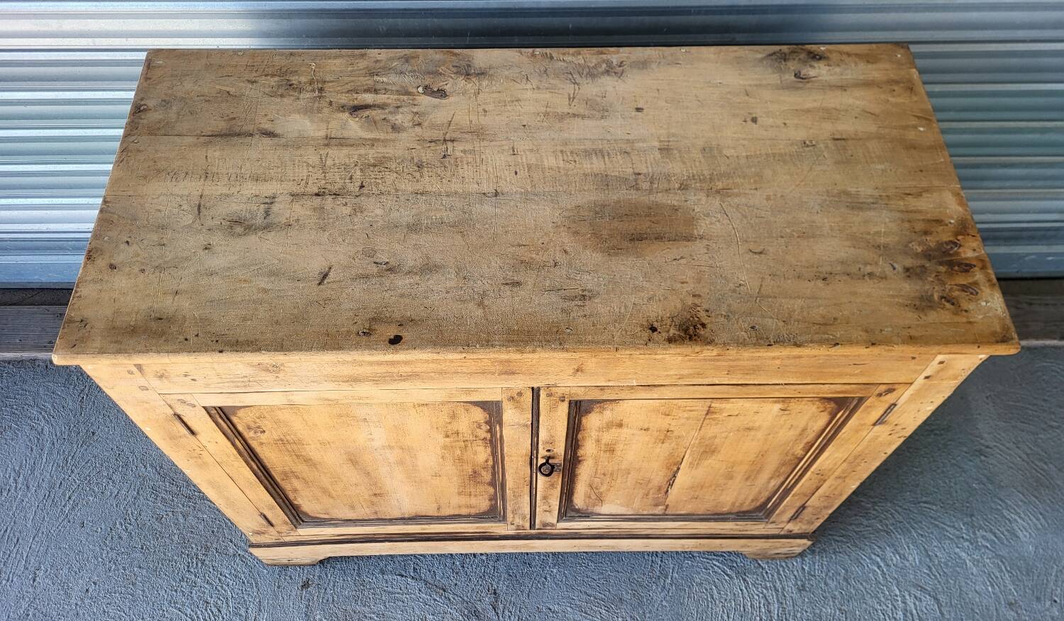 Antique sideboard, 2-door buffet in raw solid wood