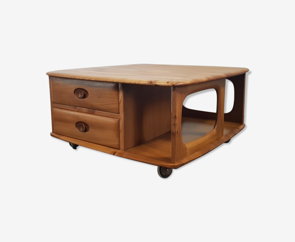 Table basse de boîte de Pandore d’Ercol, années 80