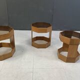 Set of mid century octogonal wooden Italian nesting tables, 1960s